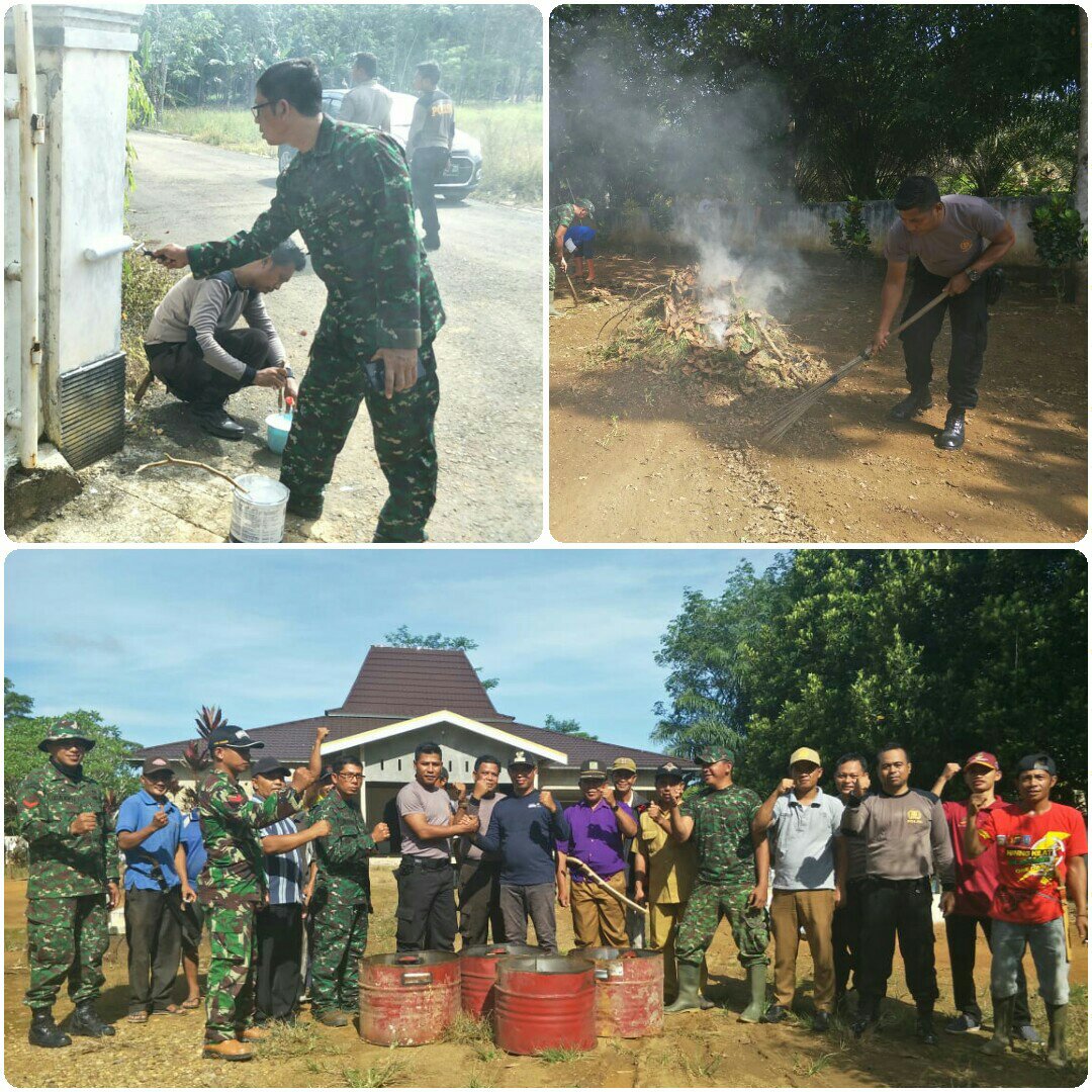 Peringati Hari Perduli Sampah Koramil 1022-03/ Khu Bersama Unsur Muspika Gelar Kerja Bhakti