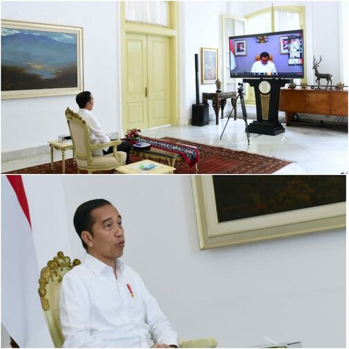 Presiden Jokowi Pimpin Rapat Lewat Telekonferensi