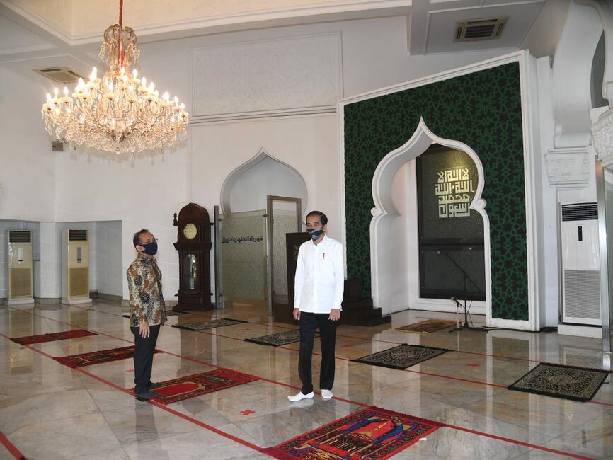 Presiden Tinjau Kesiapan Prosedur Kenormalan Baru di Masjid Baiturrahim