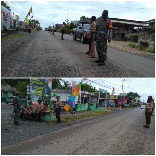 Koramil 1022-07/Angsana bersama Anggota Pramuka Galang Bantuan Korban Kebakaran Kota baru