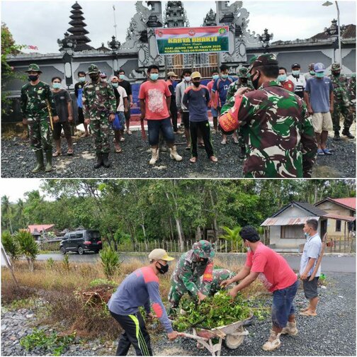 Peringati Hari Juang TNI AD Koramil 1022-06 Sln Karbak Bersihkan Pura