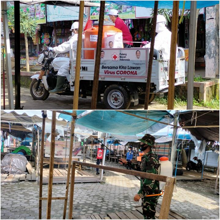 Kodim 1022/Tnb Bersama Muspida Tanbu Semprotkan Disinfektan serta Edukasi Prokes