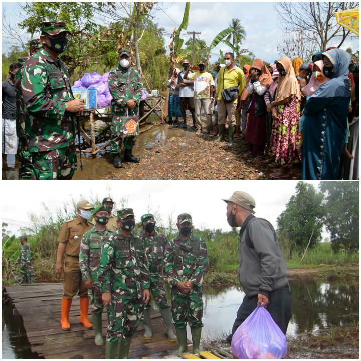 Danrem 101/ANT Antar Langsung Bantuan Sembako ke Desa Lok Rawa Mandastana