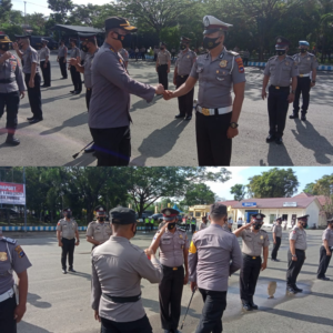 Polres Tanbu Gelar Upacara Korps Raport Kenaikan Pangkat Terhadap 43 Personil