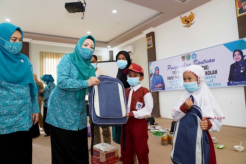 Ketua TP PKK Tanbu Serahkan Bantuan di Kecamatan Satui