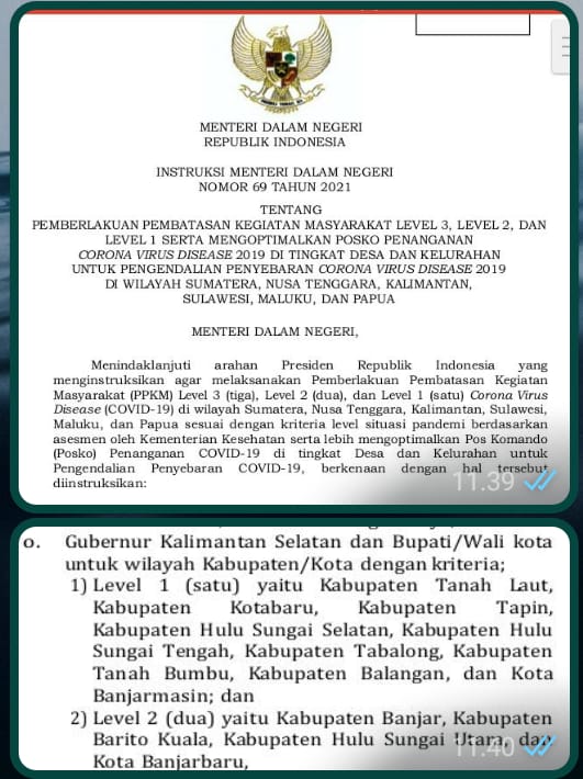 Kabupaten Tanah Bumbu Pertahankan Status PPKM Level 1