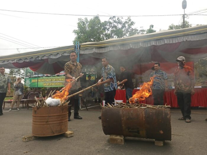 Mulai Narkotika Hingga Sajam, Kejari Tanbu Musnahkan Barang Bukti Dari 92 Perkara