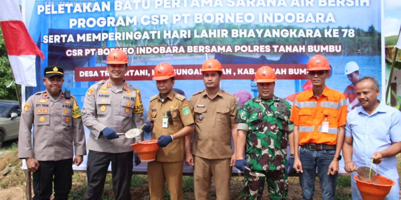 CSR PT BIB Bersama Polres Tanbu, Bangun Sumber Air Besih di Desa Trimartani