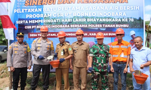 CSR PT BIB Bersama Polres Tanbu, Bangun Sumber Air Besih di Desa Trimartani
