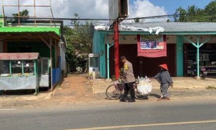 Aksi Mulia, Anggota Polisi Dorong Sepeda Nenek Pedagang Sayur Yang Alami Ban Kempes