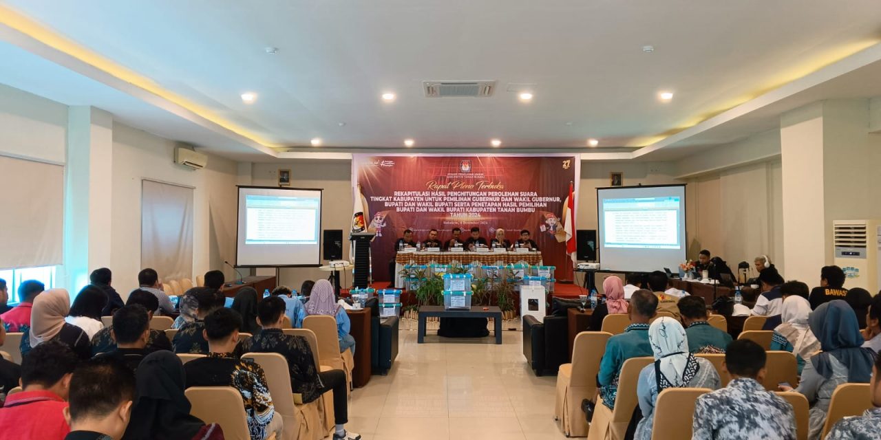 Rapat Pleno Terbuka Rekapitulasi Hasil Penghitungan Suara di Gelar di Hotel Ebony Batulicin oleh KPU Tanbu