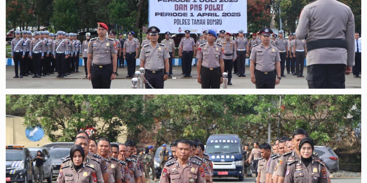 Polres Tanbu Gelar Upacara Korps Raport Kenaikan Pangkat Personel yang Mendapat Promosi