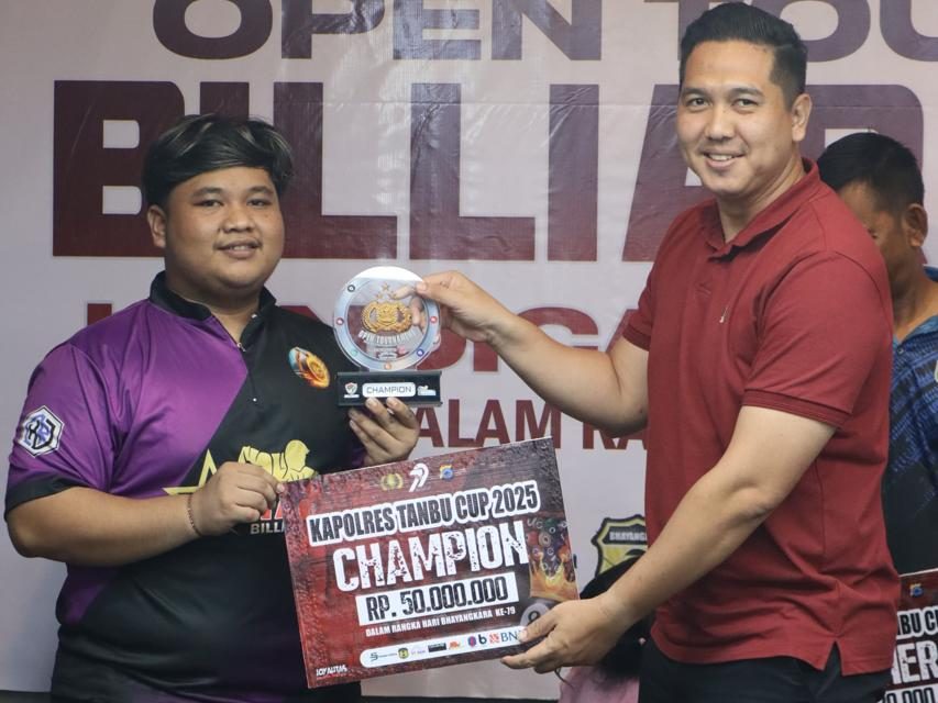 Wakapolres Tanbu Resmi Tutup Rangkaian Final Kapolres Tanbu Cup 2025 Open Tournament Billiard 9 Ball Handicap