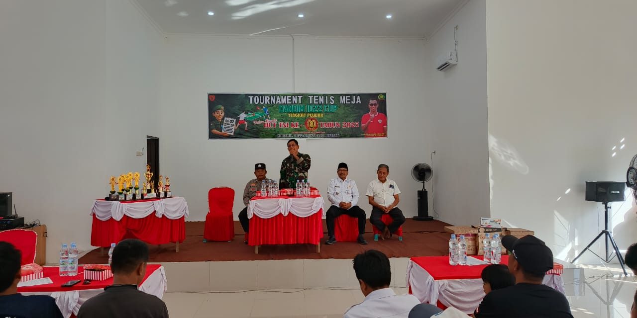 Peringati HUT TNI ke-80, Koramil 1022-05/Karang Bintang Kodim 1022/Tanbu Gelar Lomba Tenis Meja Dandim Cup