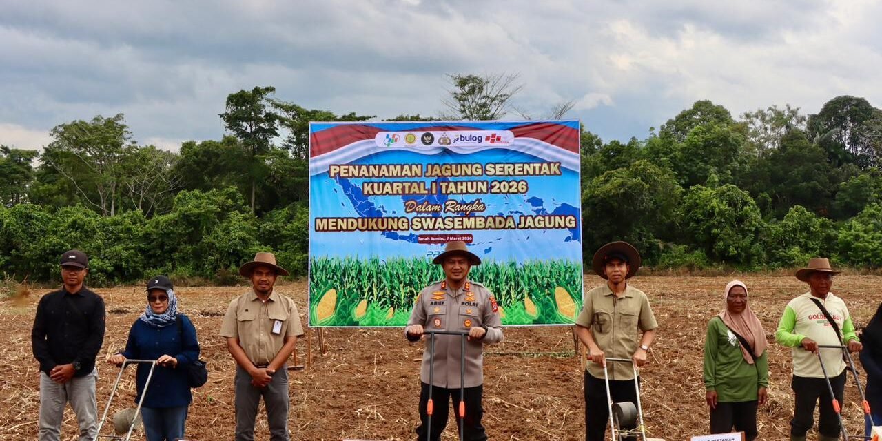 Kapolres Tanbu Laksanaman Zoom Meeting Penanaman Jagung dan MoU dengan Bank Himbara