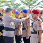 Polres Tanbu Gelar Upacara Sertijab Pejabat Utama dan Kapolsek Jajaran